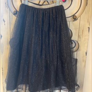 Black sparkle elastic girls skirt